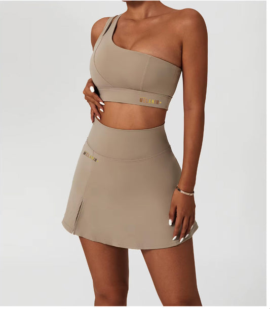 I Am H.E.R. (One Shoulder Sports Bra & Tennis Skirt Set)